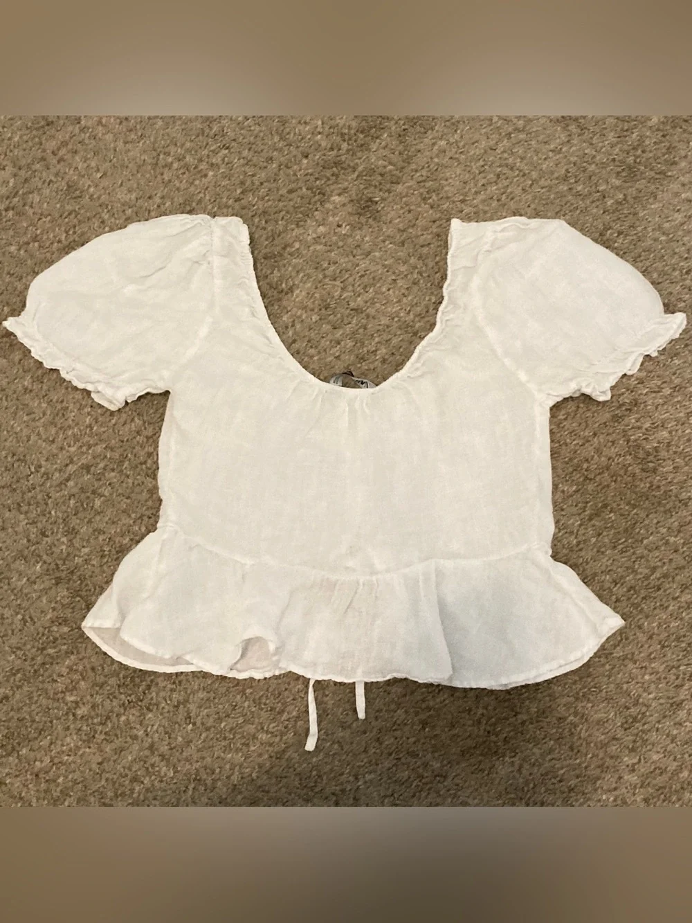 Linen Bow Milkmaid Blouse
